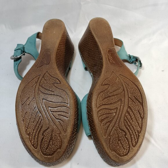 BOC Turquoise Leather Wedge Sandals - Picture 6 of 7